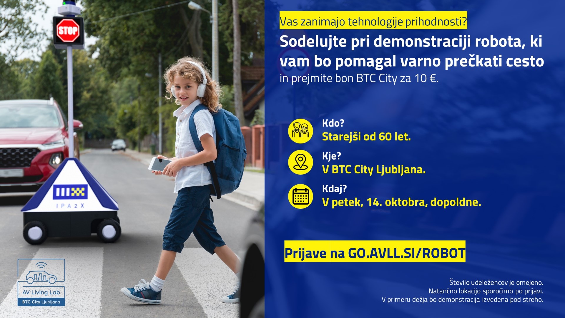 Želite med prvimi na svetu sodelovati pri preizkusu robota, ki vam bo pomagal varno prečkati cesto?
