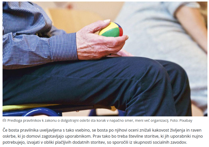 Sta predlagana pravilnika k zakonu o dolgotrajni oskrbi korak nazaj?