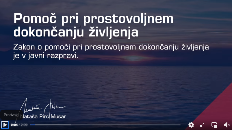 Izjava Nataše Pirc Musar o Zakonu o pomoči pri prostovoljnem končanju življenja